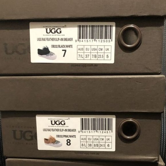 OZWEAR UGG RAE FEATHER SLIP-ON PINK & WHITE - Picture 10 of 14